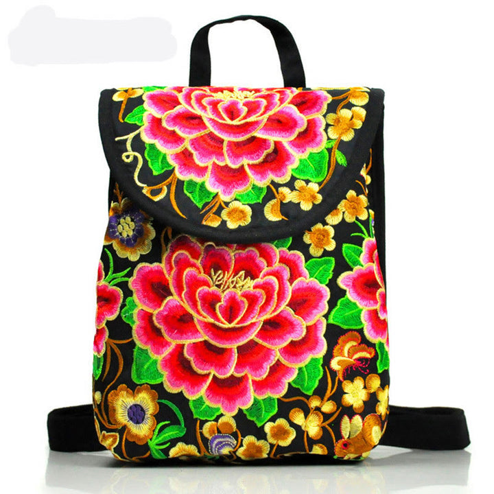 Zaino in tela con ricamo Buddha Stones Peony Chinese Money Tree