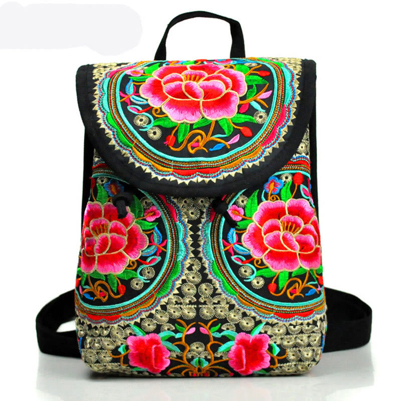 Zaino in tela con ricamo Buddha Stones Peony Chinese Money Tree