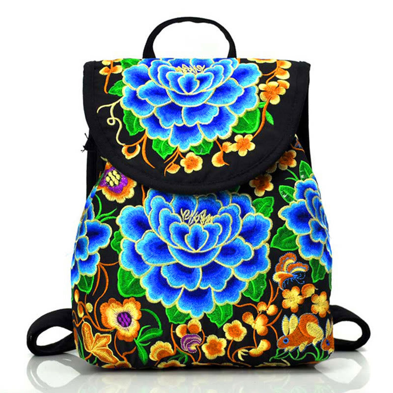 Zaino in tela con ricamo Buddha Stones Peony Chinese Money Tree