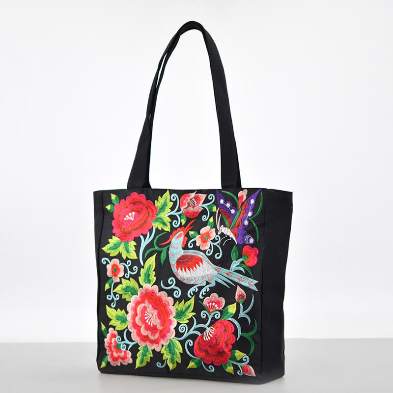 Buddha Stones Galsang Magpie Peony Camellia Chrysanthemum Ricamo Tela Shopping Borsa Borsa a mano Borsa a tracolla