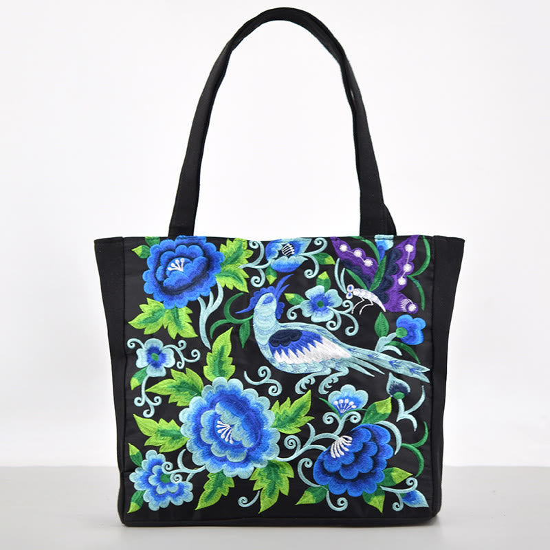 Buddha Stones Galsang Magpie Peony Camellia Chrysanthemum Ricamo Tela Shopping Borsa Borsa a mano Borsa a tracolla