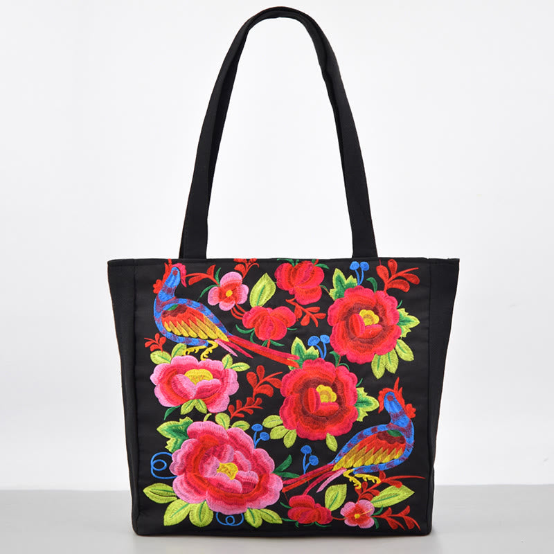Buddha Stones Galsang Magpie Peony Camellia Chrysanthemum Ricamo Tela Shopping Borsa Borsa a mano Borsa a tracolla