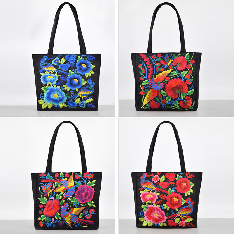Buddha Stones Galsang Magpie Peony Camellia Chrysanthemum Ricamo Tela Shopping Borsa Borsa a mano Borsa a tracolla