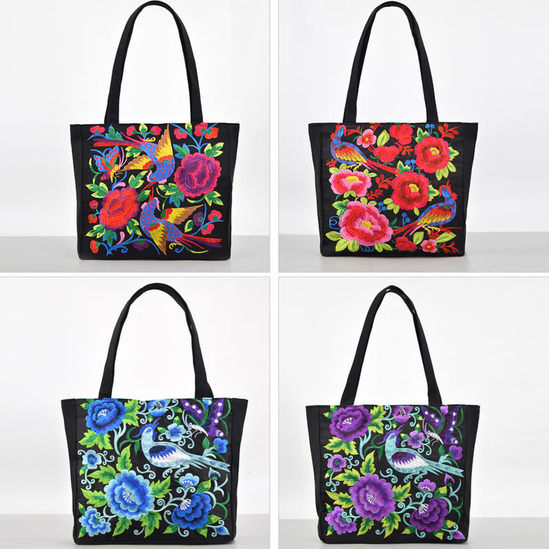 Buddha Stones Galsang Magpie Peony Camellia Chrysanthemum Ricamo Tela Shopping Borsa Borsa a mano Borsa a tracolla