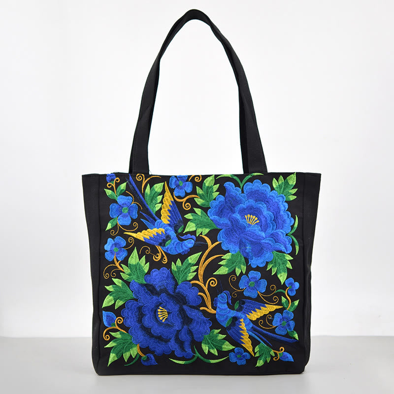 Buddha Stones Galsang Magpie Peony Camellia Chrysanthemum Ricamo Tela Shopping Borsa Borsa a mano Borsa a tracolla