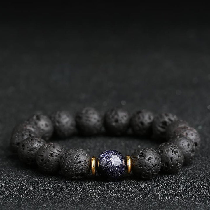Braccialetto curativo in pietra lavica, pietra d'oro, arenaria blu, Buddha Stones