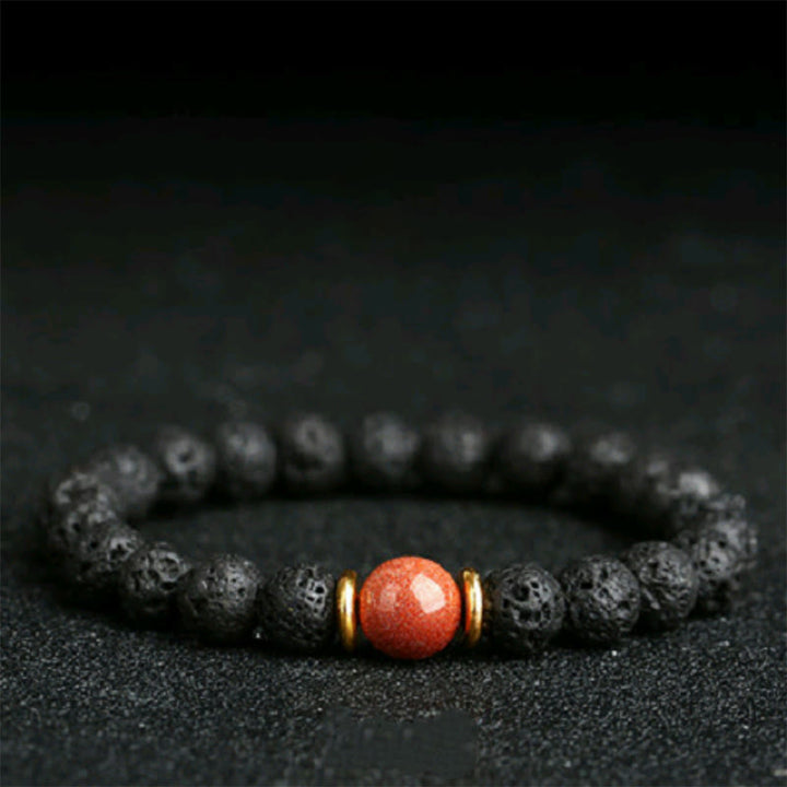 Braccialetto curativo in pietra lavica, pietra d'oro, arenaria blu, Buddha Stones