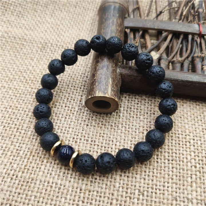 Braccialetto curativo in pietra lavica, pietra d'oro, arenaria blu, Buddha Stones