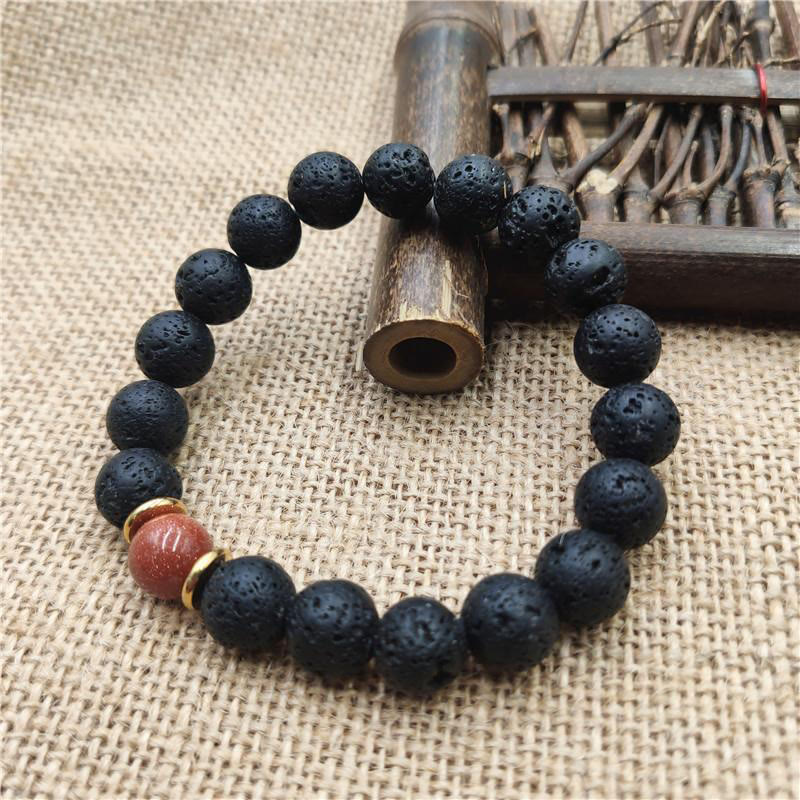 Braccialetto curativo in pietra lavica, pietra d'oro, arenaria blu, Buddha Stones