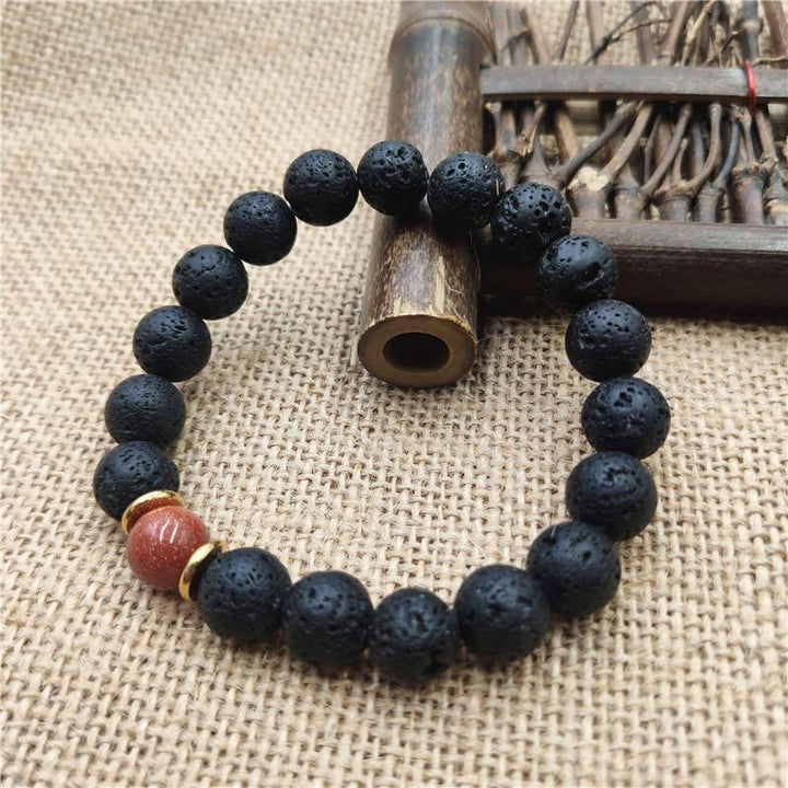 Braccialetto curativo in pietra lavica, pietra d'oro, arenaria blu, Buddha Stones