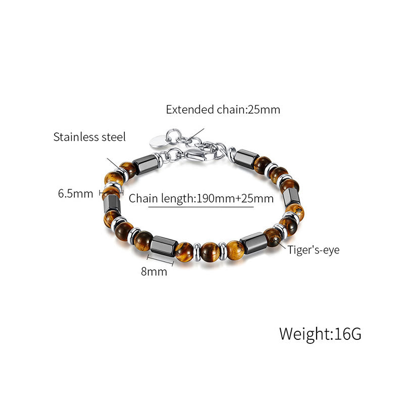 Braccialetto a catena con fibbia in ematite e occhio di tigre Buddha Stones
