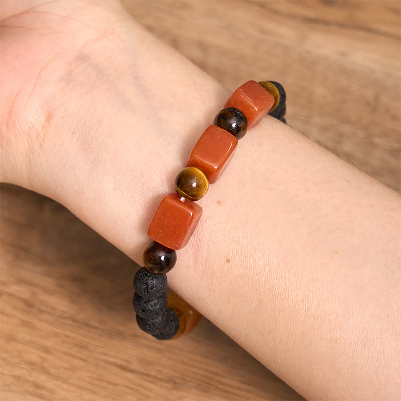 Buddha Stones Vari Cristalli Pietra lavica Bracciale Calma