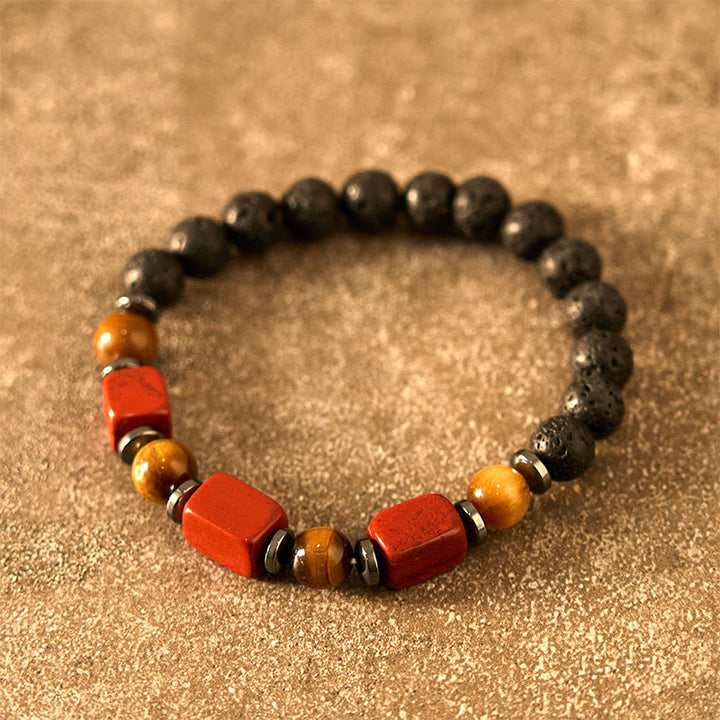 Buddha Stones Vari Cristalli Pietra lavica Bracciale Calma