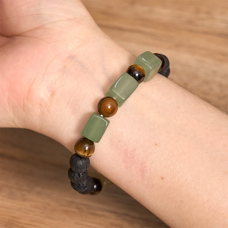 Buddha Stones Vari Cristalli Pietra lavica Bracciale Calma