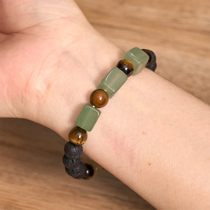 Buddha Stones Vari Cristalli Pietra lavica Bracciale Calma