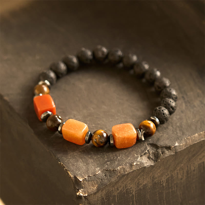 Buddha Stones Vari Cristalli Pietra lavica Bracciale Calma