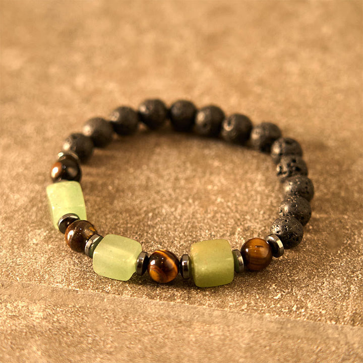 Buddha Stones Vari Cristalli Pietra lavica Bracciale Calma