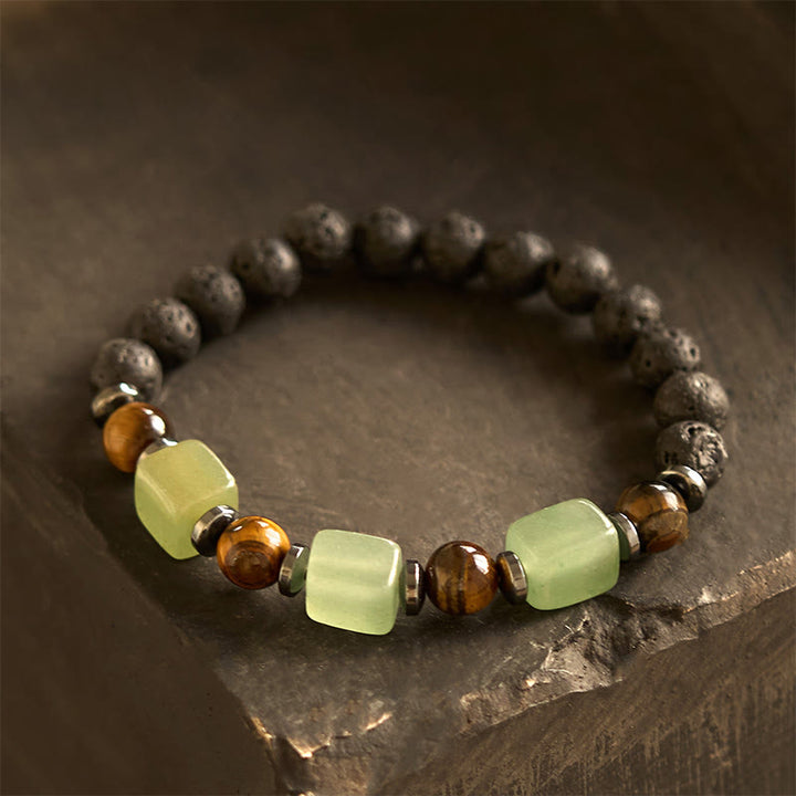 Buddha Stones Vari Cristalli Pietra lavica Bracciale Calma