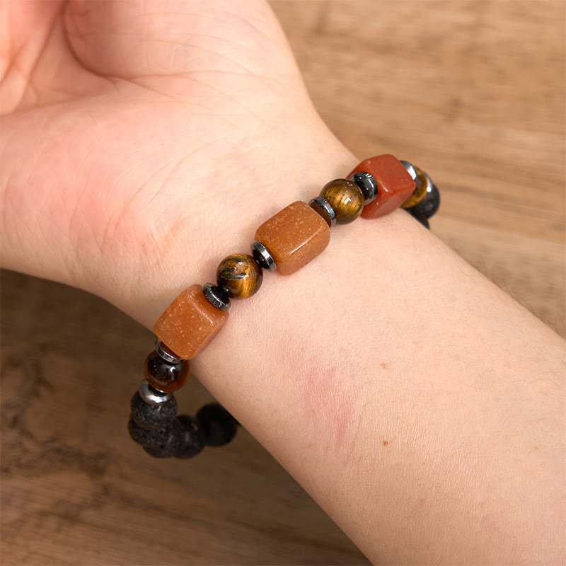 Buddha Stones Vari Cristalli Pietra lavica Bracciale Calma