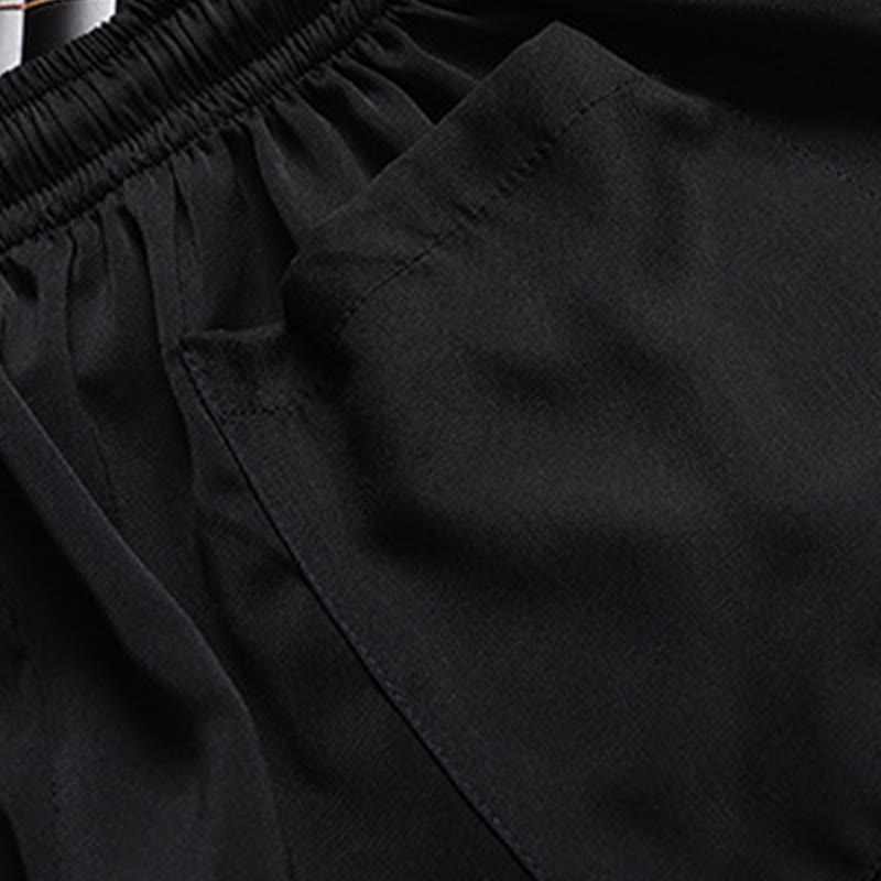 Buddha Stones Bambù Fiore di pesco Tang Suit Hanfu Tradizionale Uniforme Manica Corta Top Pantaloni Abbigliamento Uomo Set