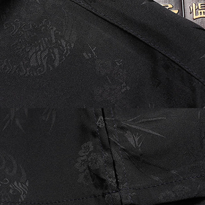 Buddha Stones Bambù Fiore di pesco Tang Suit Hanfu Tradizionale Uniforme Manica Corta Top Pantaloni Abbigliamento Uomo Set - image 12