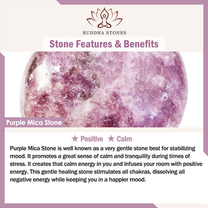 Braccialetto positivo in pietra di mica viola Buddha Stones