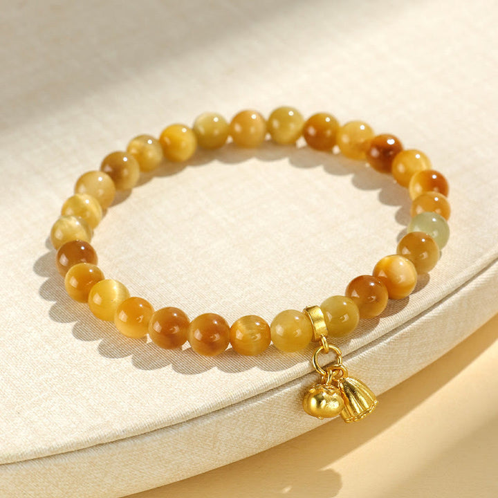 Bracciale di protezione con Buddha Stones Occhio di tigre Fu Carattere Bambù Koi Pesce Loto Om Mani Padme Hum