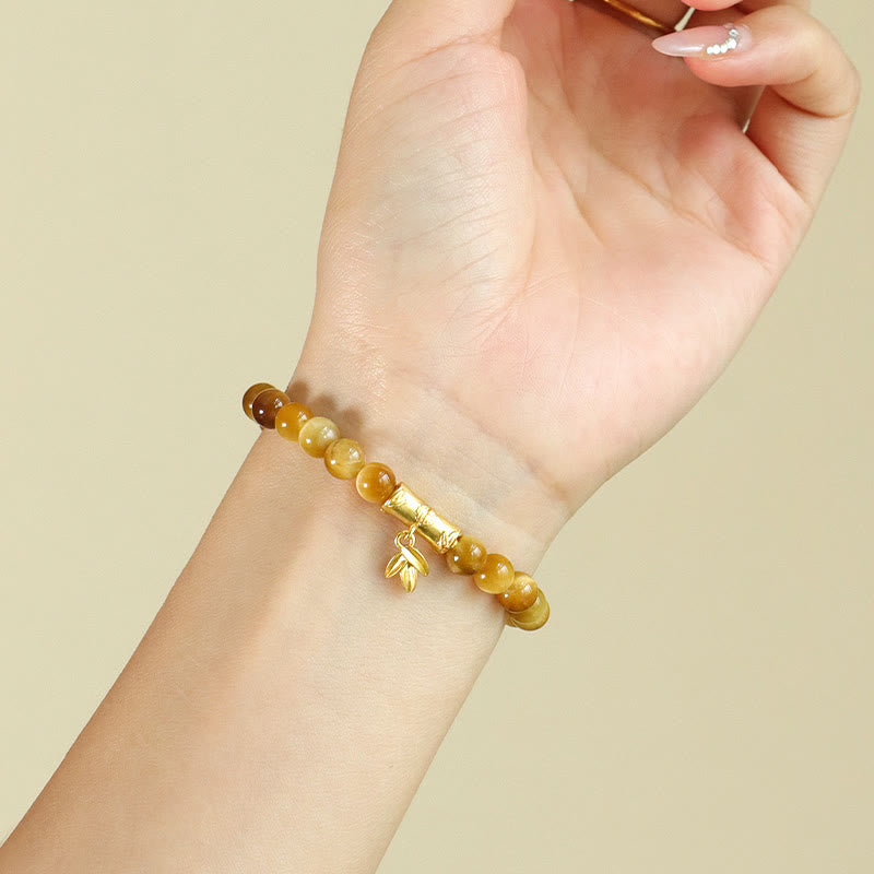 Bracciale di protezione con Buddha Stones Occhio di tigre Fu Carattere Bambù Koi Pesce Loto Om Mani Padme Hum