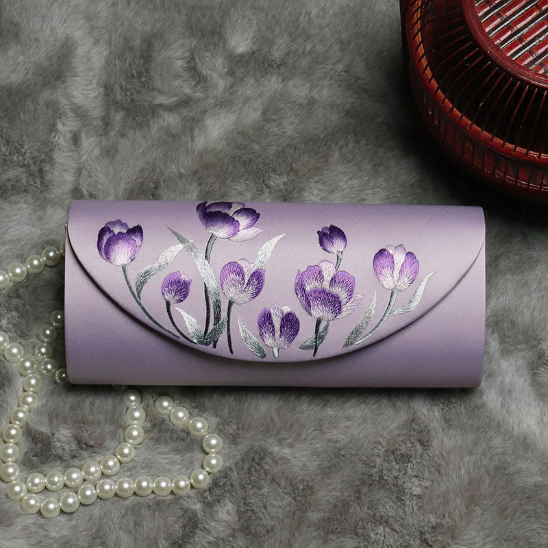 Buddha Stones Peonia Tulipano Su Ricamo Borsa da sposa Borsa a tracolla