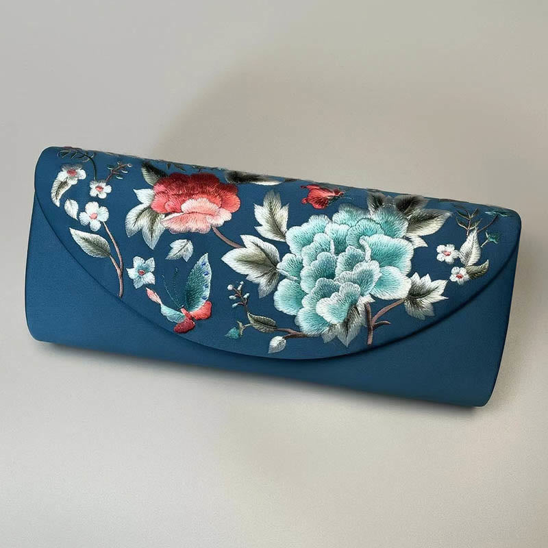 Buddha Stones Peonia Tulipano Su Ricamo Borsa da sposa Borsa a tracolla