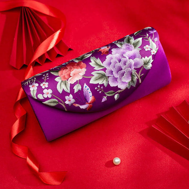 Buddha Stones Peonia Tulipano Su Ricamo Borsa da sposa Borsa a tracolla