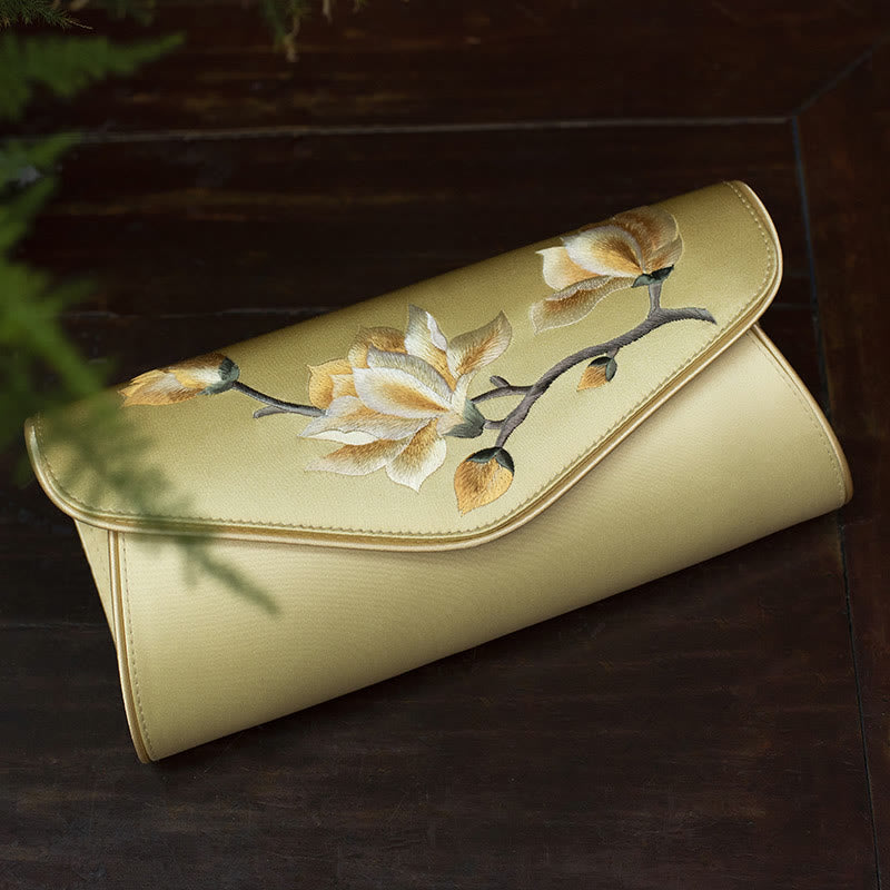 Buddha Stones Magnolia Su Ricamo Borsa da sposa Borsa a tracolla Borsa a mano