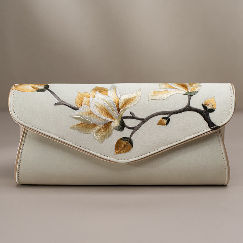 Buddha Stones Magnolia Su Ricamo Borsa da sposa Borsa a tracolla Borsa a mano