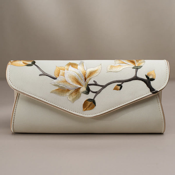 Buddha Stones Magnolia Su Ricamo Borsa da sposa Borsa a tracolla Borsa a mano
