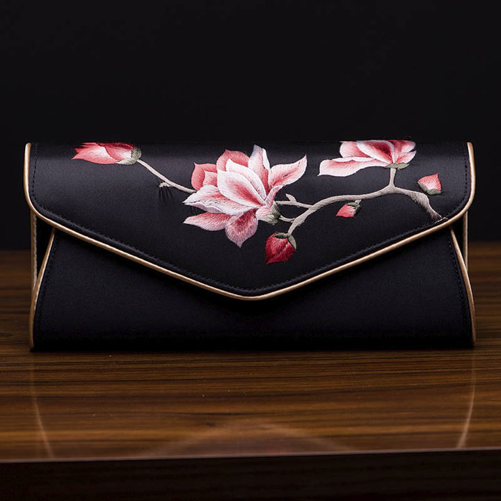 Buddha Stones Magnolia Su Ricamo Borsa da sposa Borsa a tracolla Borsa a mano