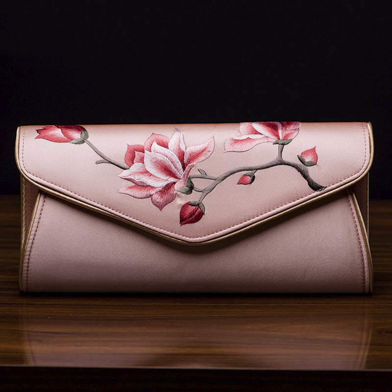 Buddha Stones Magnolia Su Ricamo Borsa da sposa Borsa a tracolla Borsa a mano