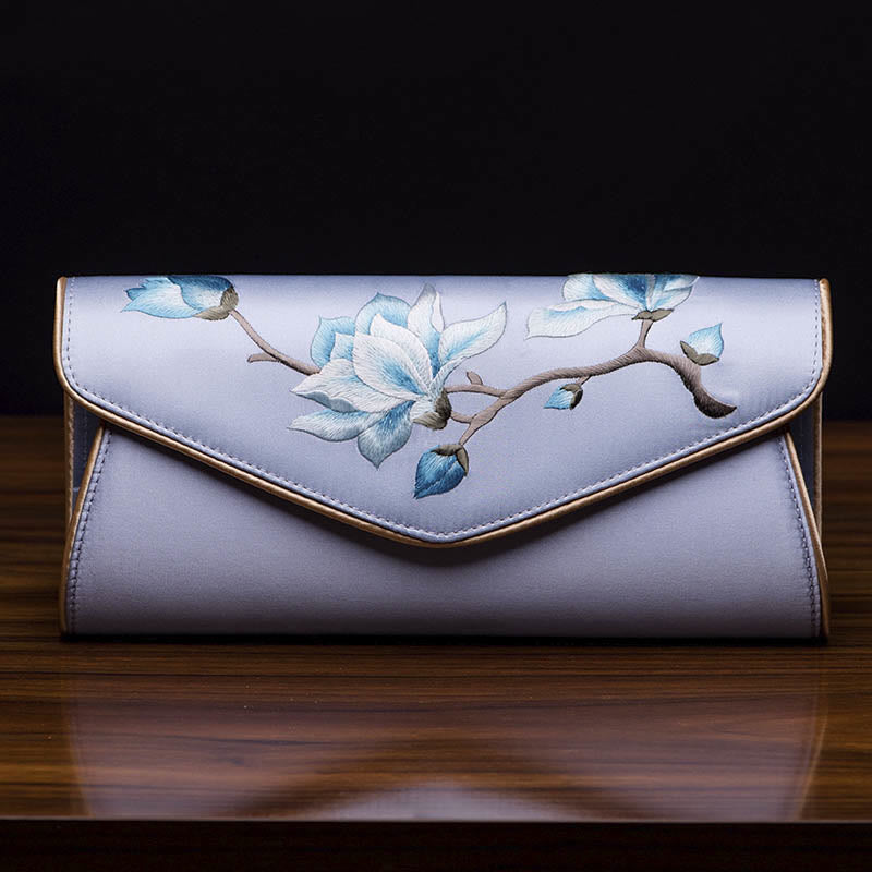 Buddha Stones Magnolia Su Ricamo Borsa da sposa Borsa a tracolla Borsa a mano