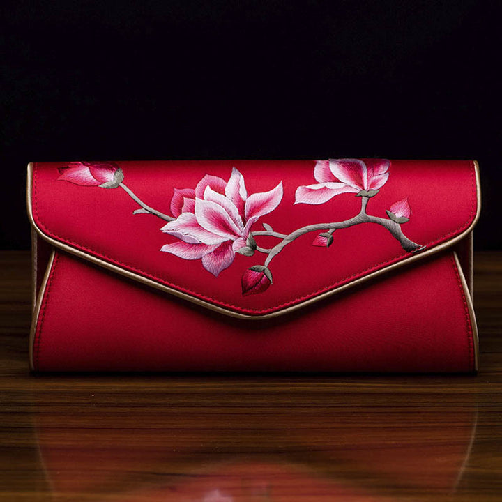 Buddha Stones Magnolia Su Ricamo Borsa da sposa Borsa a tracolla Borsa a mano