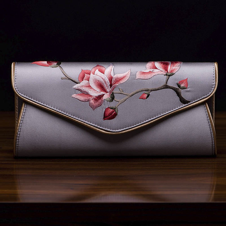 Buddha Stones Magnolia Su Ricamo Borsa da sposa Borsa a tracolla Borsa a mano