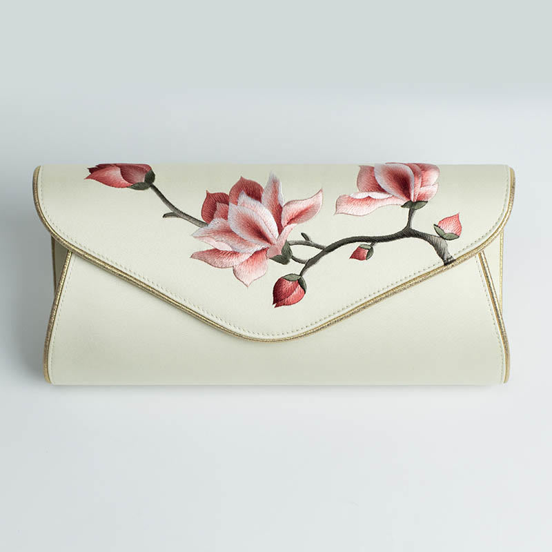 Buddha Stones Magnolia Su Ricamo Borsa da sposa Borsa a tracolla Borsa a mano