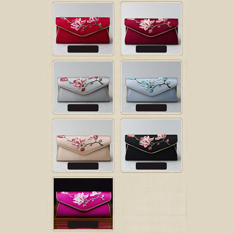 Buddha Stones Magnolia Su Ricamo Borsa da sposa Borsa a tracolla Borsa a mano
