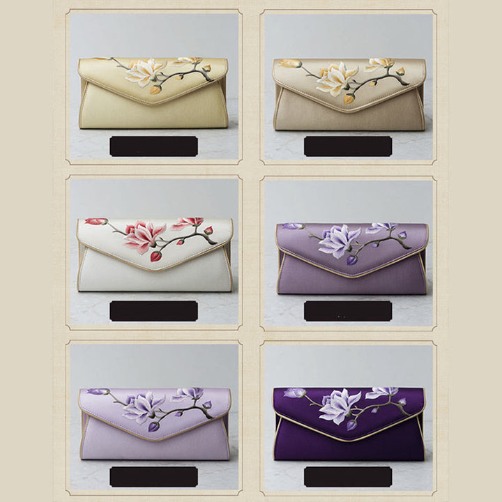Buddha Stones Magnolia Su Ricamo Borsa da sposa Borsa a tracolla Borsa a mano