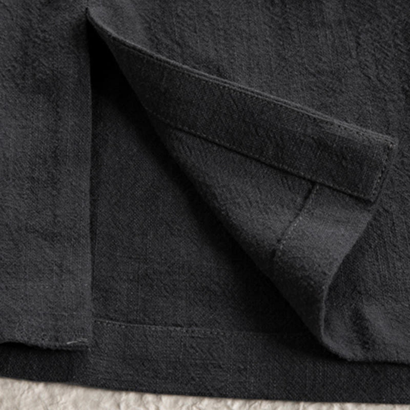 Buddha Stones Semplice Autunno Lacci Cotone Lino Uomo Giacca Cappotto Zen Abbigliamento - image 10