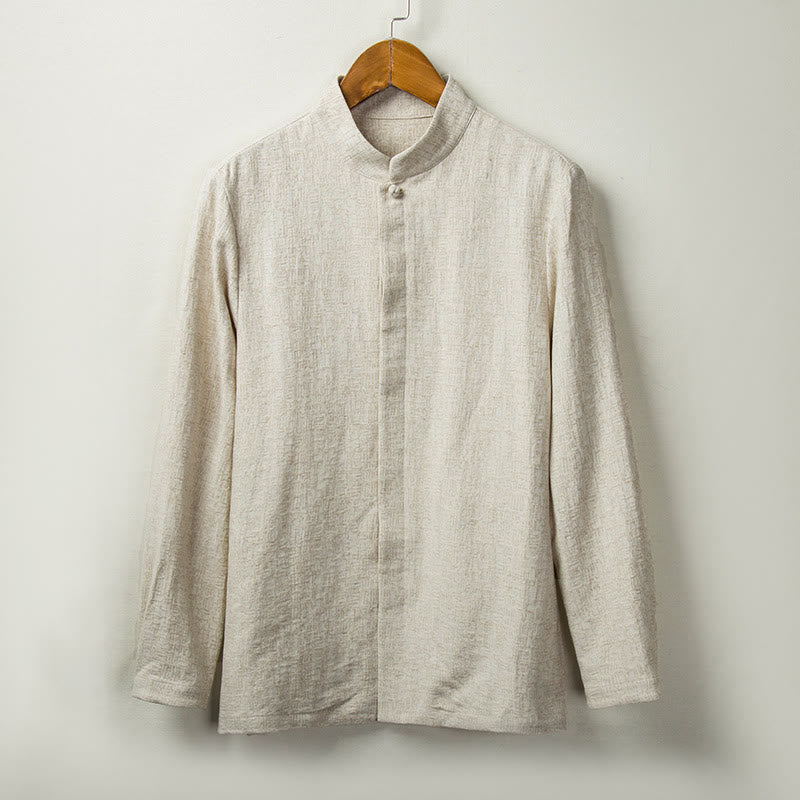 Camicia a maniche lunghe con bottoni in cotone e lino, tinta unita , Buddha Stones Fall - Biancheria - US/UK/AU44, EU54 (4XL) - image 0