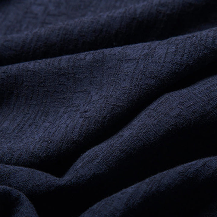 Camicia a maniche lunghe con bottoni in cotone e lino, tinta unita , Buddha Stones Fall - image 13