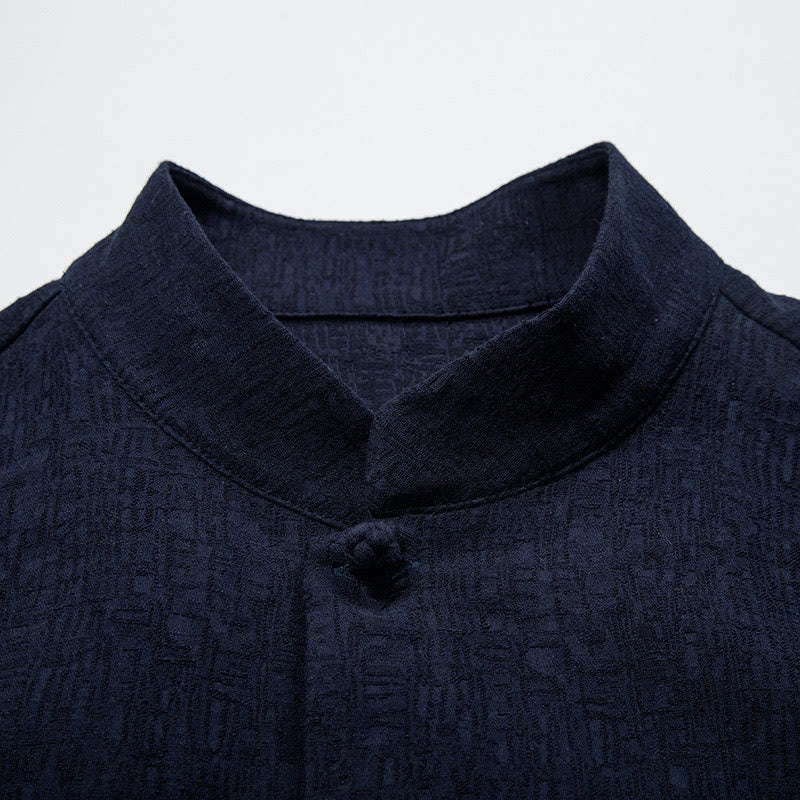 Camicia a maniche lunghe con bottoni in cotone e lino, tinta unita , Buddha Stones Fall - image 8