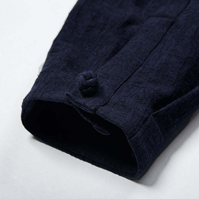 Camicia a maniche lunghe con bottoni in cotone e lino, tinta unita , Buddha Stones Fall - image 12