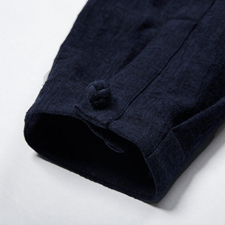 Camicia a maniche lunghe con bottoni in cotone e lino, tinta unita , Buddha Stones Fall - image 12