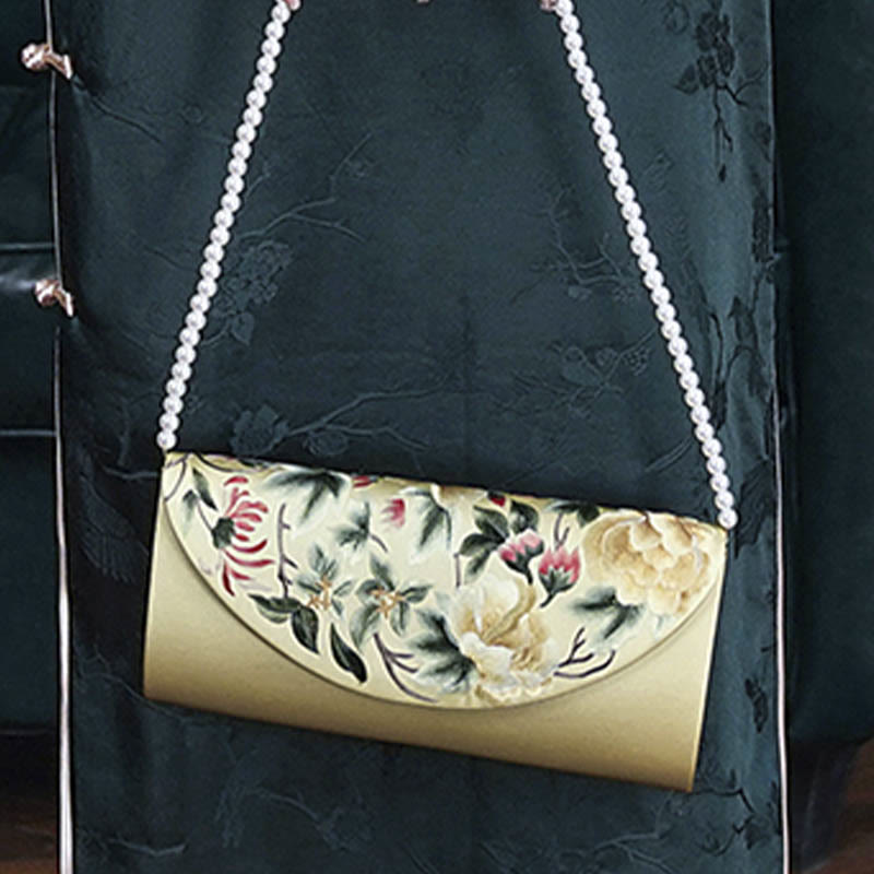 Borsa a tracolla per lo shopping da sposa con ricamo Buddha Stones Su