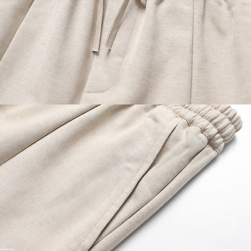 Buddha Stones Solid Tang Suit Tradizionale Uniforme Foderata in Pile Manica Lunga Top Pantaloni Set Uomo - image 7